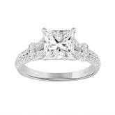 LADIES RING 1 3/4CT ROUND/PRINCESS DIAMOND 14K WHITE GOLD (CENTER STONE PRINCESS DIAMOND 1 1/2CT )